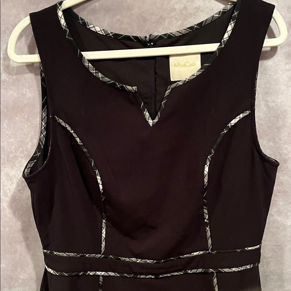 Modcloth A Lot To Author Black Mini Dress with Plaid Trim size Large - Picture 2 of 7